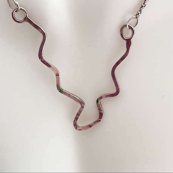 Modern Abstract Freeform 930 Argentium Silver Artisan Necklace - Picture 4 of 9